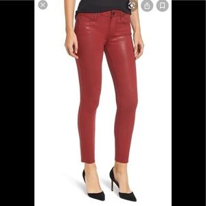 PAIGE Red Leather Skinny Pants